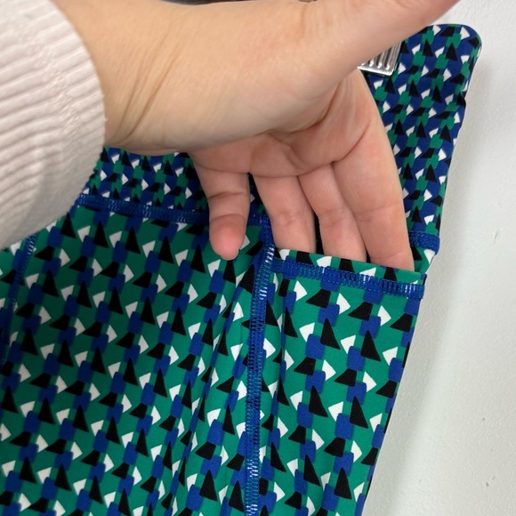 Sweaty Betty Power 7/8 Leggings Womens US 6 Blue Green Ankle Print Block NWT - Picture 3 of 13